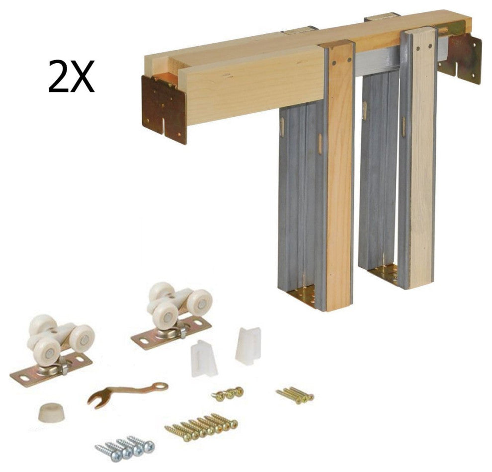 Sliding Interior Double Pocket Doors 56x84 in | Mela 7444 White Silk