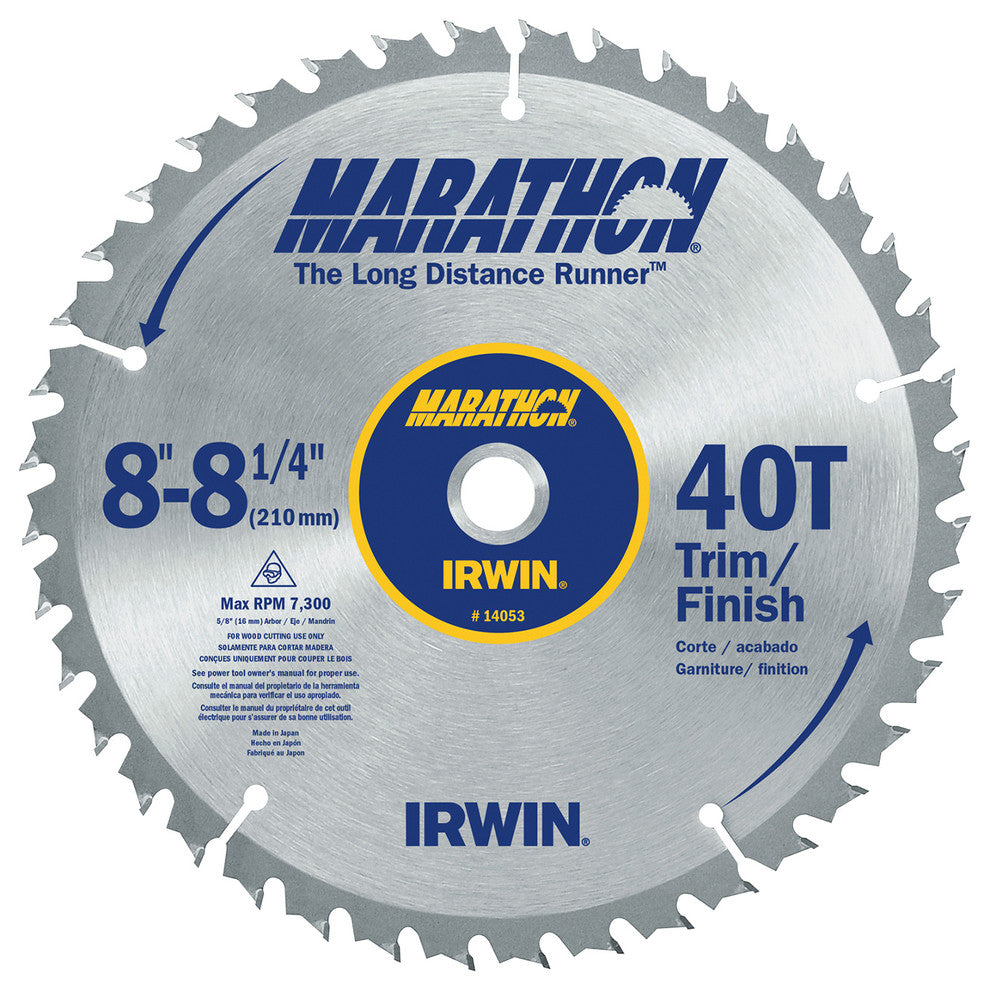 Irwin Tools 14053 Carbide Tipped Marathon® Circular Saw Blade, 8-1/4", 40T