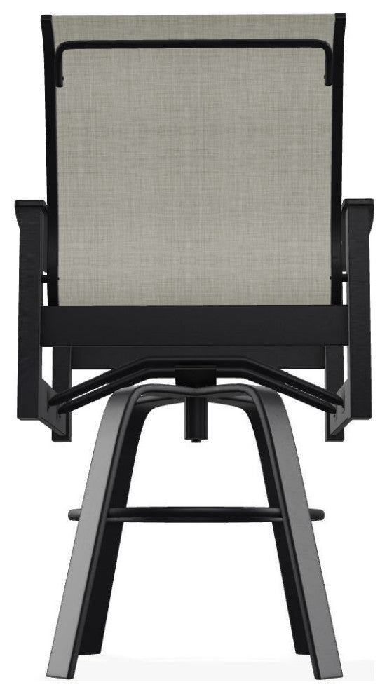 Leeward Sling Bar Height Outdoor Swivel Armchair, Ella/Black