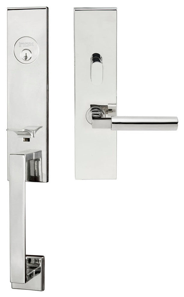 Aurora Lever, Mortise Entry Handleset, Left Hand, Polished Stainless Steel