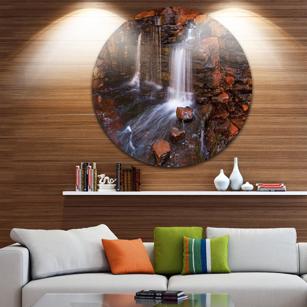 Waterfall In Hancock Gorge, Landscape Round Wall Art, 23"