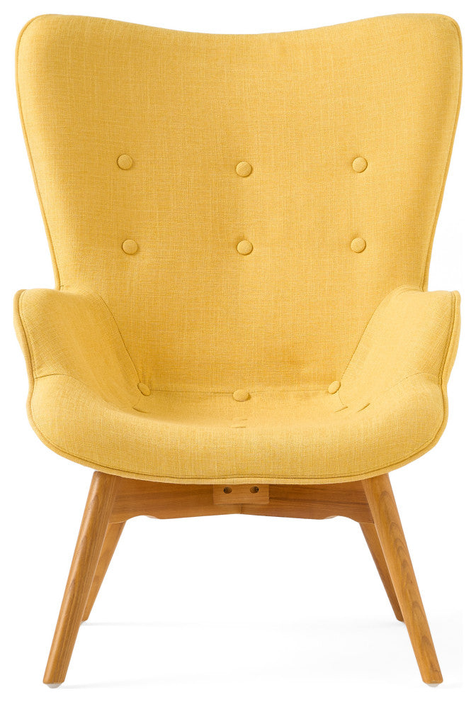 GDF Studio Acantha Mid Century Modern Retro Contour Chair, Muted Yellow