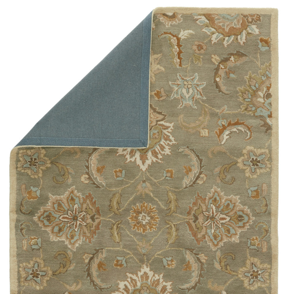 Jaipur Living Abers Handmade Floral Gray/Beige Area Rug, 12'x18'