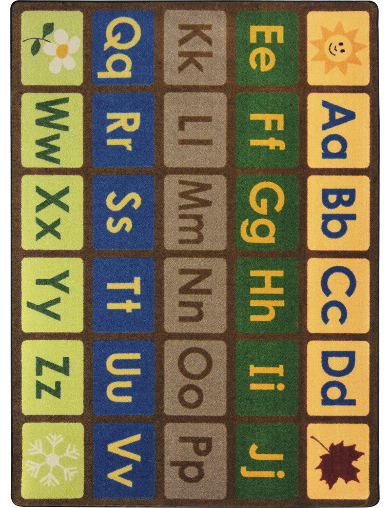 Kid Essentials Rug, Any Day Alphabet, Earthtone, 5'4"x7'8"