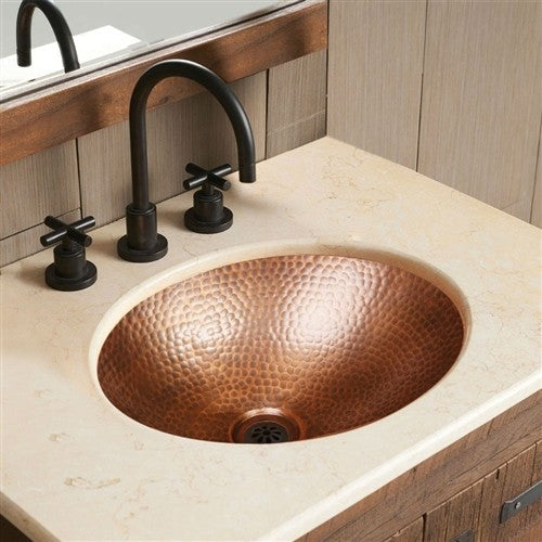 Hammered Copper Oval Bathroom Sink