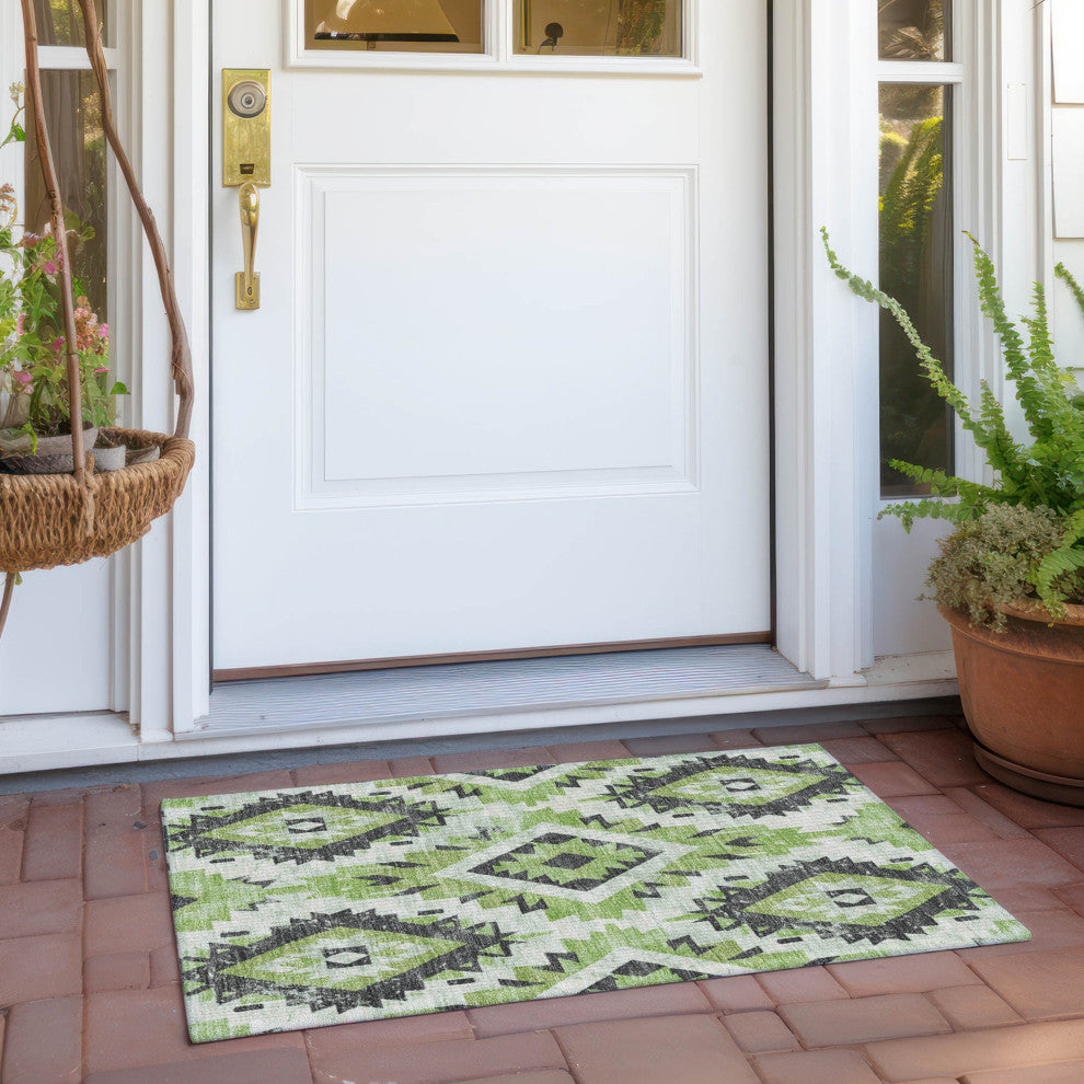 Machine Washable Indoor/Outdoor Chantille ACN1878 Aloe 1'8" x 2'6" Rug