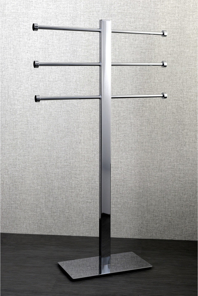 Kingston Freestanding Stainless Steel Towel Holder With Base, Polished Chrome