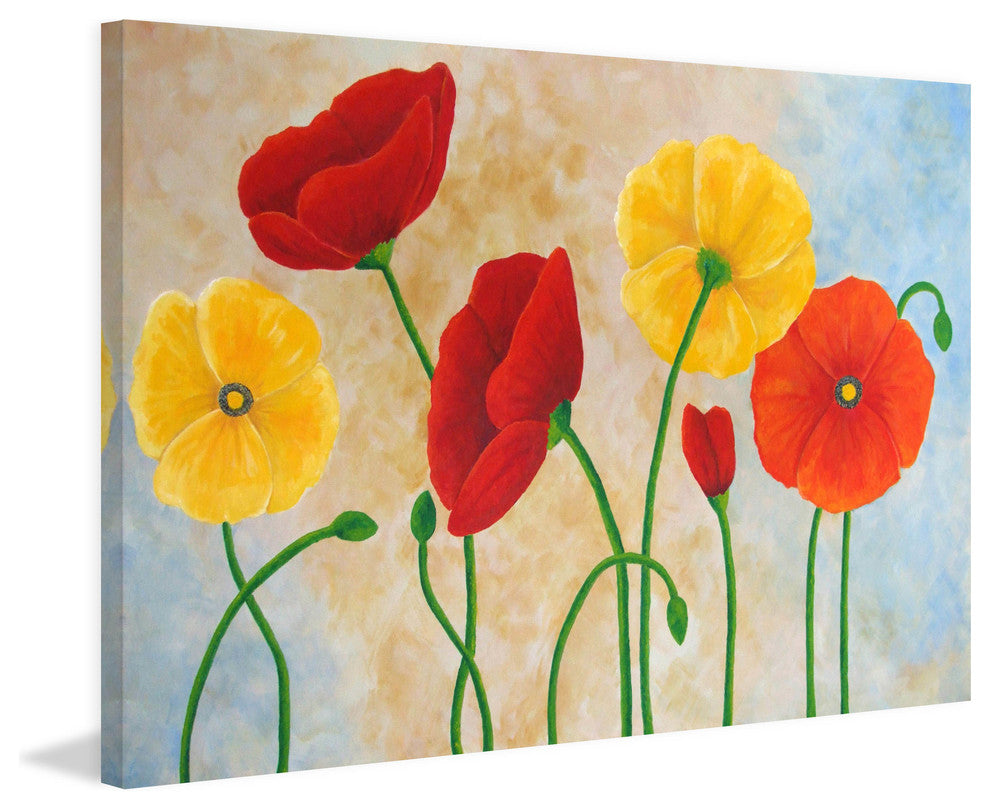 Marmont Hill, "Poppies" by Nicola Joyner Painting Print on Wrapped Canvas, 18x12