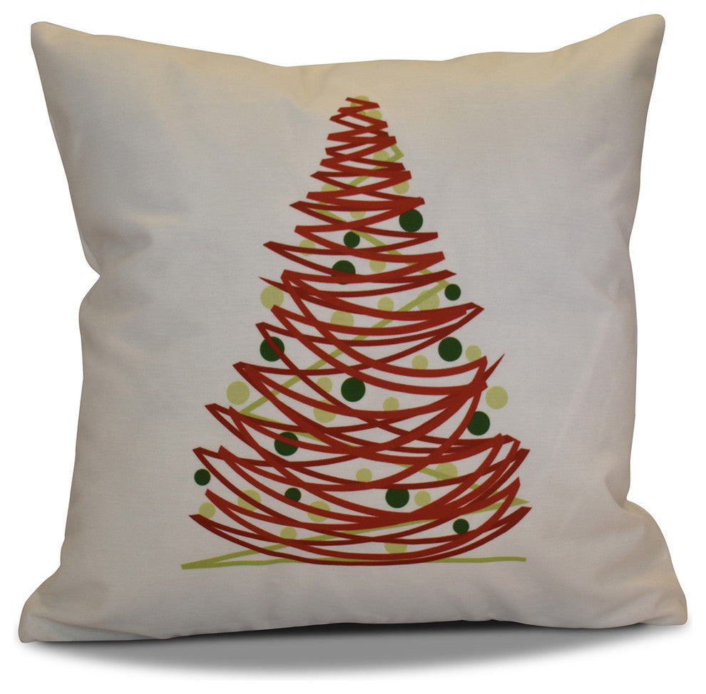Oh Christmas Tree Pillow, Red, 16"x16"