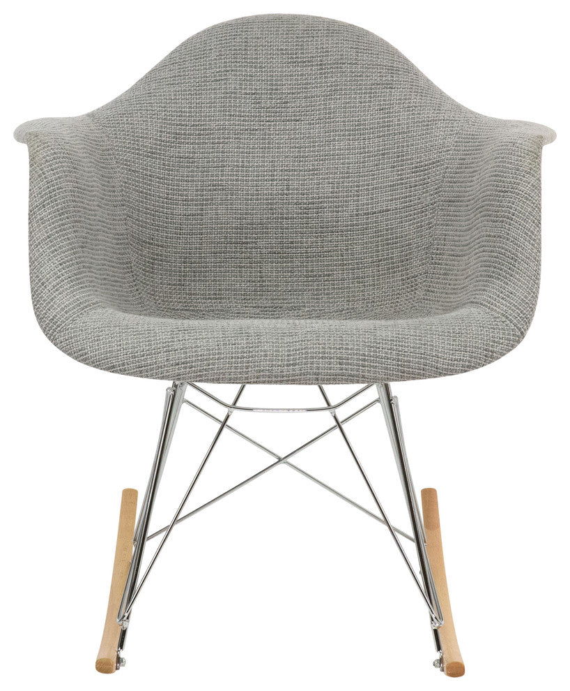 LeisureMod Wilson Twill Fabric Eiffel Rocking Chair, Gray