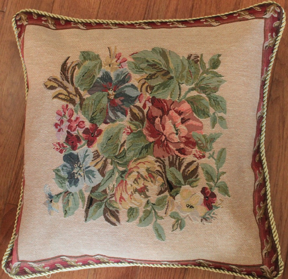 Decorative Tapestry Festive Red Yuletide Blooms Cushion Cover, 2-Piece