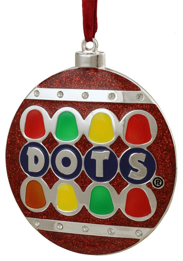 3.5" Silver Plated Dots Candy Logo Christmas Ornament with European Crystals