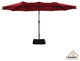 15ft solar energy LED patio umbrella with crank and base in BEIGE