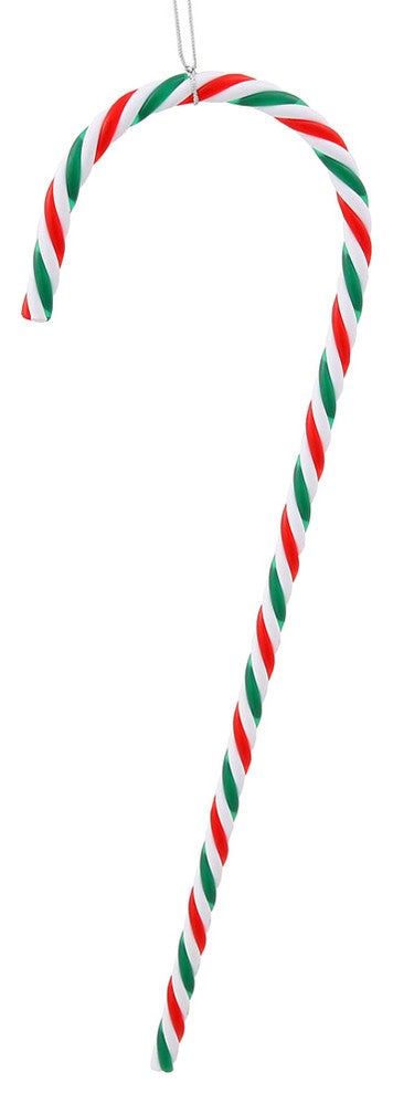 Striped Candy Cane Christmas Ornaments, Red Green and White, Set of 2, 18"