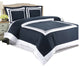 Hotel 100% Cotton Duvet Cover Set, Navy and White, Full/Queen