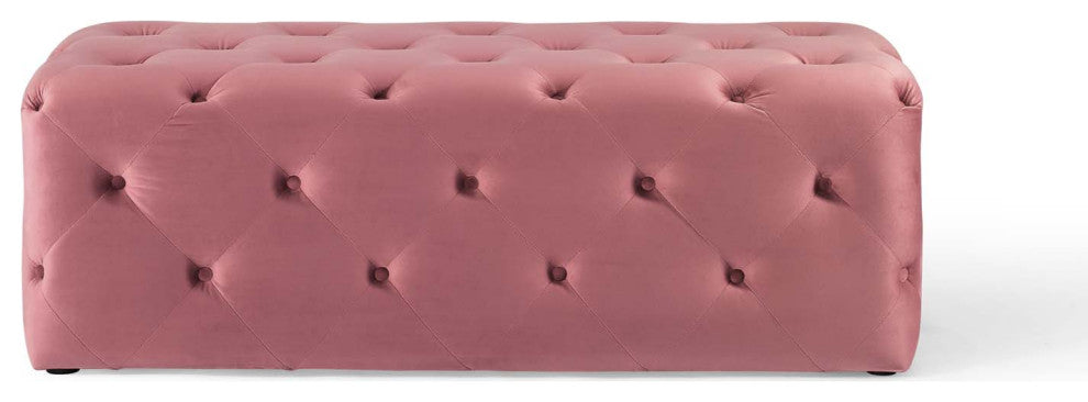 Anthem 48" Tufted Button Entryway Performance Velvet Bench Dusty Rose