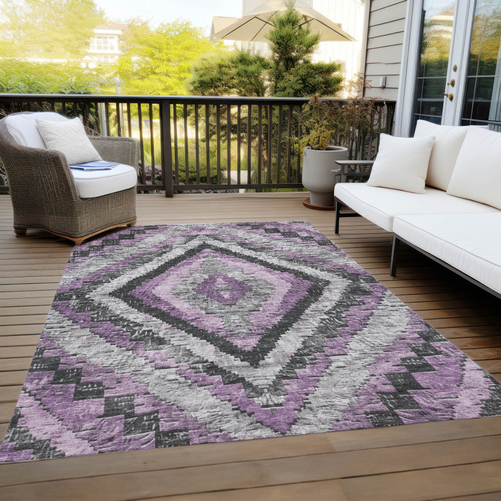 Machine Washable Indoor/Outdoor Chantille ACN1890 Violet 8' x 10' Rug