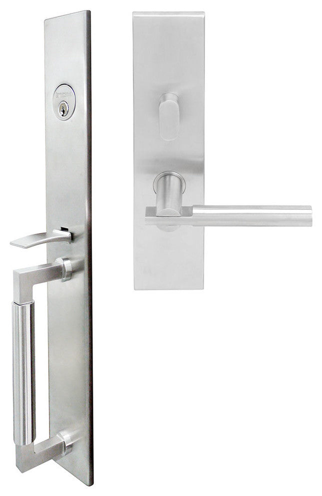 Sequoia Lever, Mortise Entry Handleset, Left Hand Reverse, Satin Stainless Steel