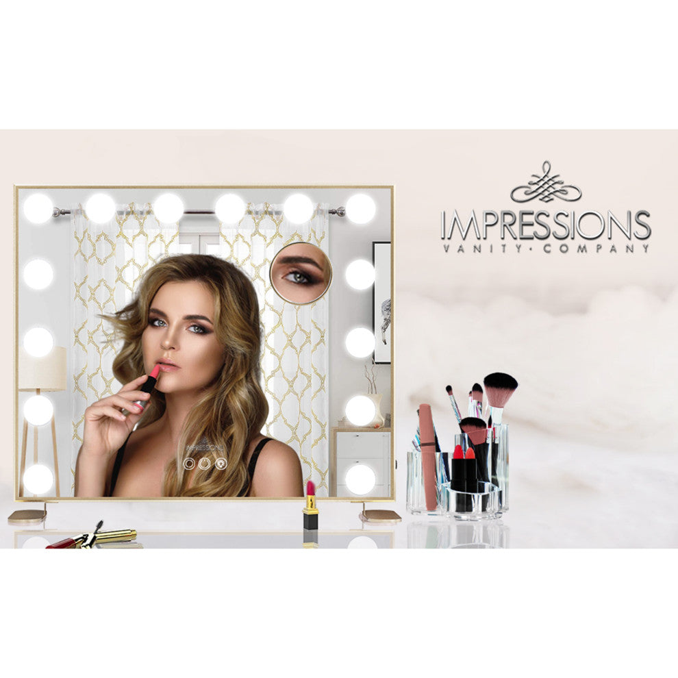 Hollywood Tri Tone Plus Makeup Mirror, Champagne Gold