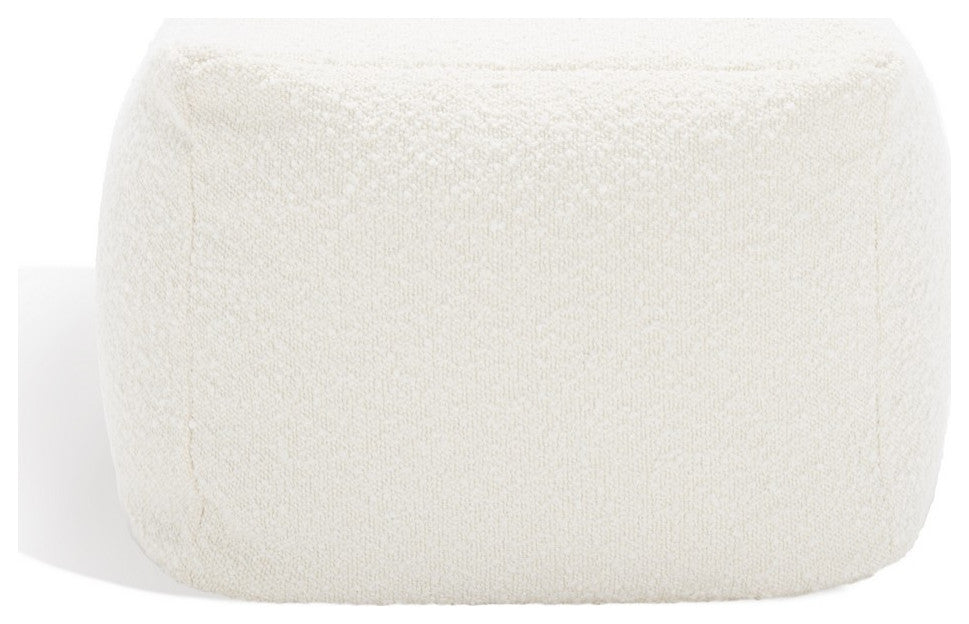 Safavieh Couture Samuels Boucle Pouf, Ivory