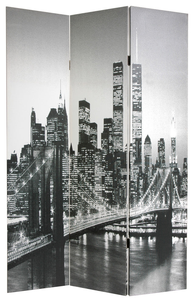 6' Tall Double Sided New York Scenes Room Divider