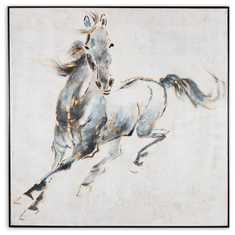 Prancing Stallion, Hand Painted Canvas, 50" X 50"