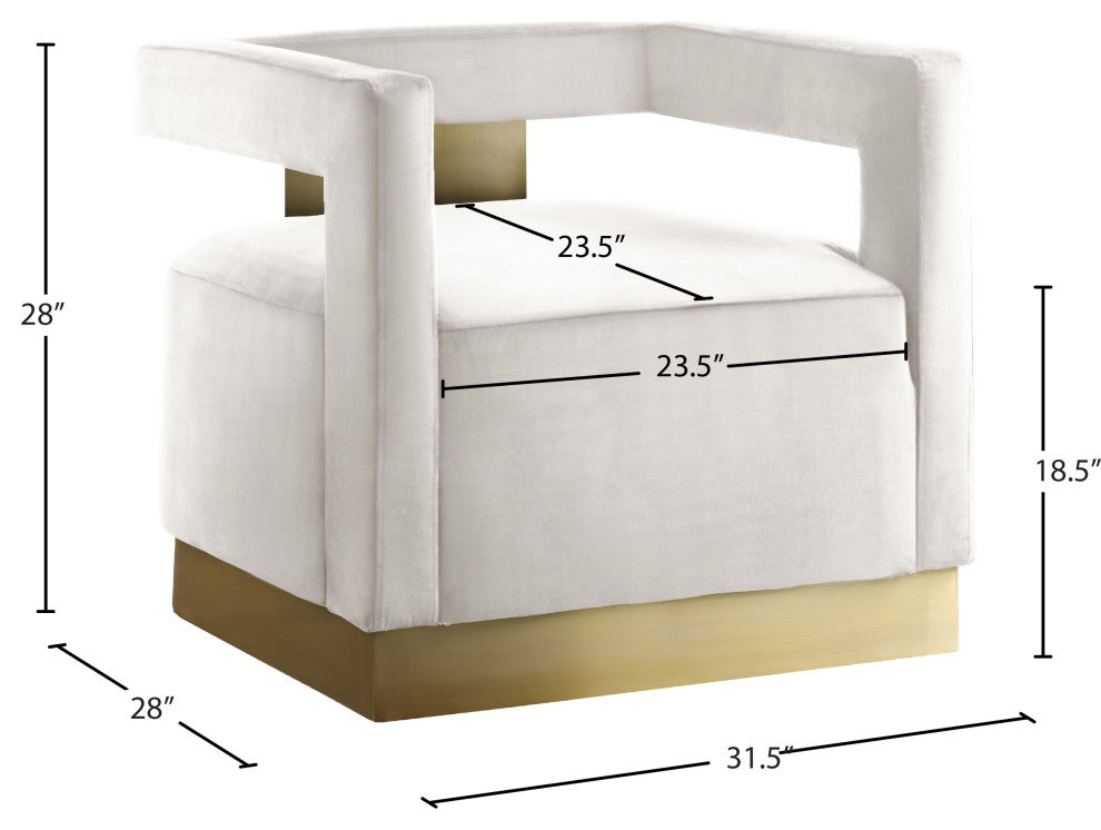 Armani Velvet Upholstered Accent Chair, Cream