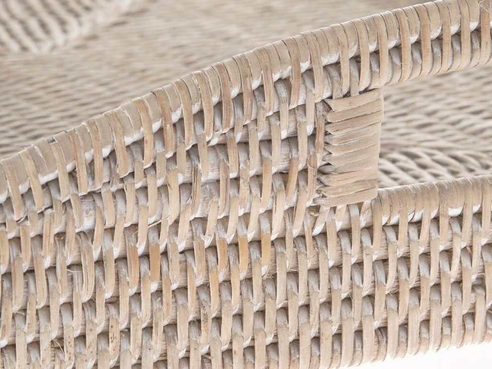 La Jolla Rattan Rectangular Serving Tray, White-Wash