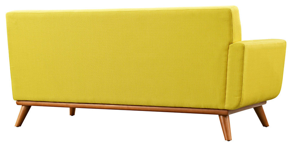 Modern Contemporary Left-Arm Loveseat , Yellow, Fabric