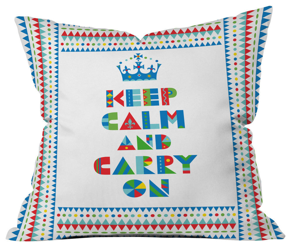 Andi Bird Keep Calm And Carry On Outdoor Throw Pillow