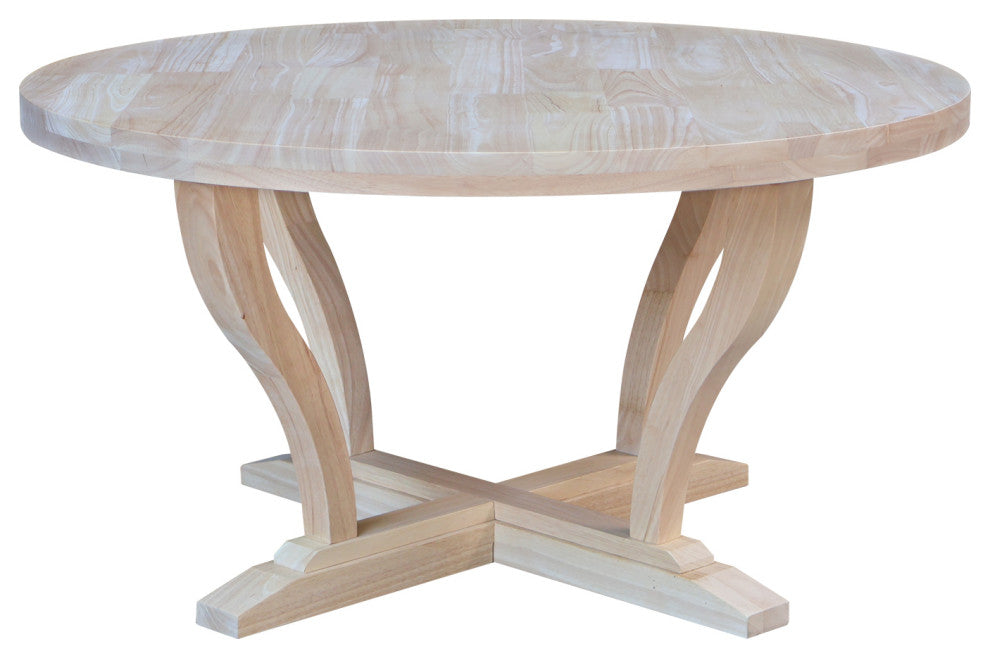 LaCasa Solid Wood Round Coffee Table, Unfinished
