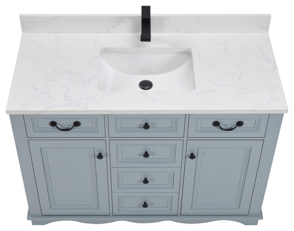 Legion Furniture WS2512 Series Bathroom Sink Vanity, Cadet, 48", Artificial Stone Top, Single Sink
