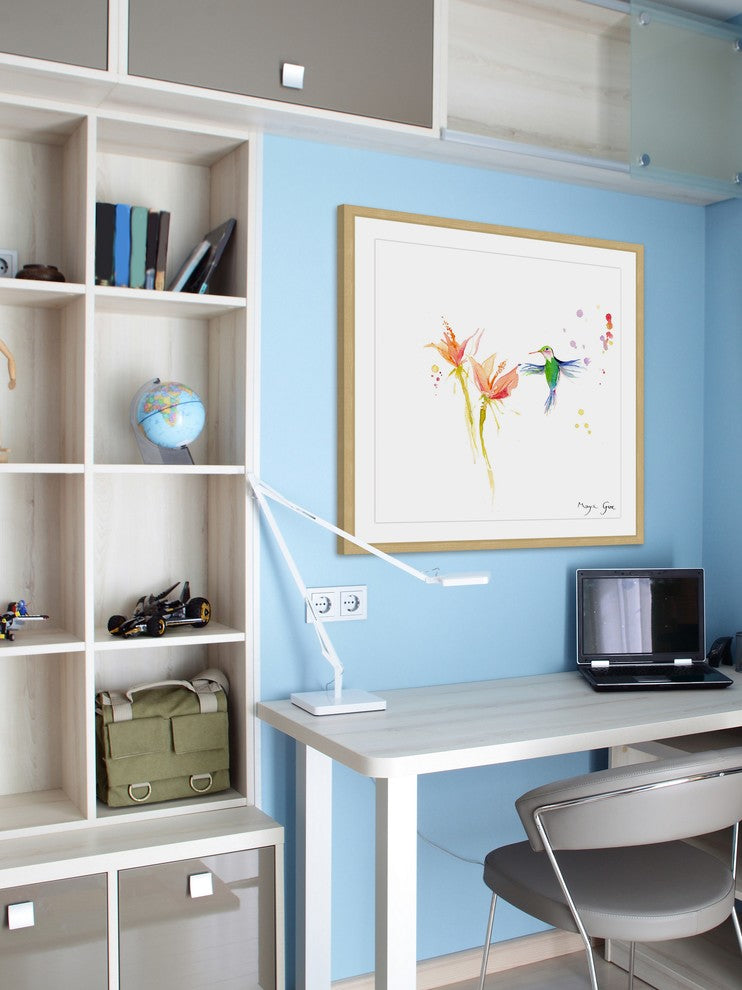 Marmont Hill, "Green Hummingbird" by Maya Gur Framed Painting Print, 32x32