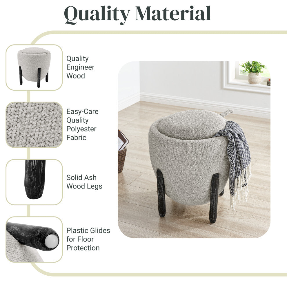 Murphy Storage Ottoman, Horizon Gray, Fabric