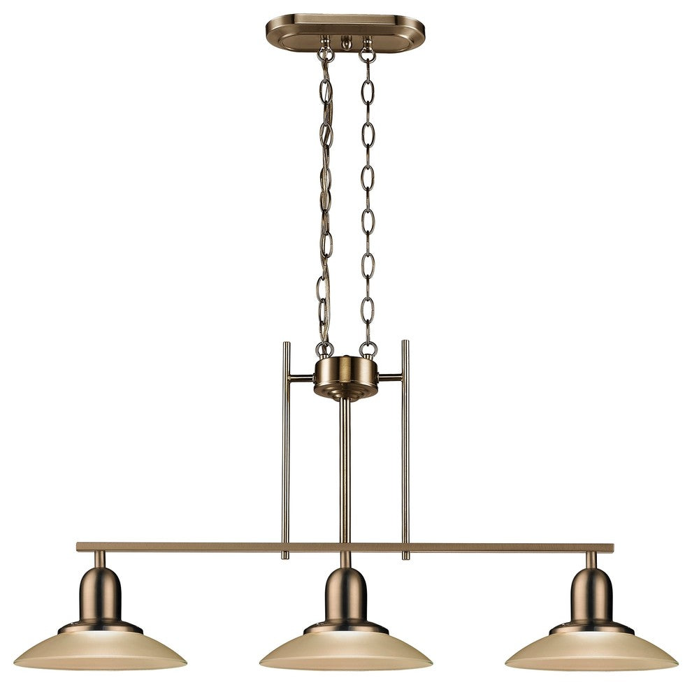 Contemporary Brushed Nickel 3-light Island Fixture