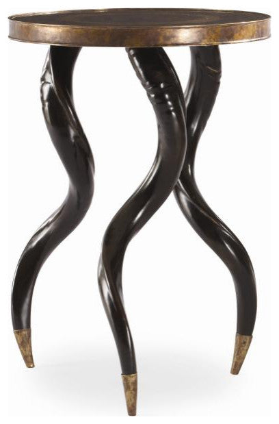 Faux Horn Ebony Chairside Table