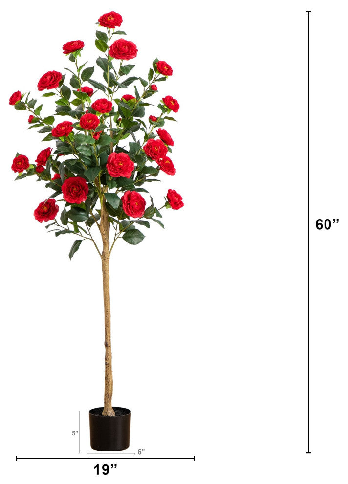 5ft. Artificial Red Camellia Rose Tree