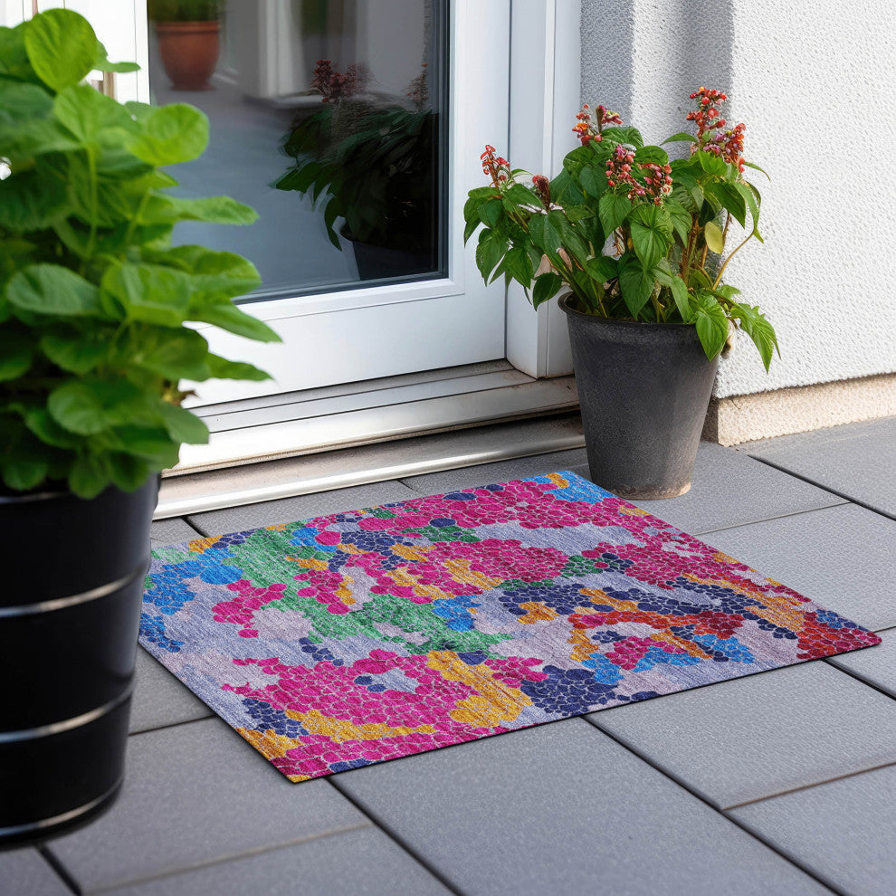 Machine Washable Indoor/Outdoor Chantille ACN1906 Blush 1'8" x 2'6" Rug
