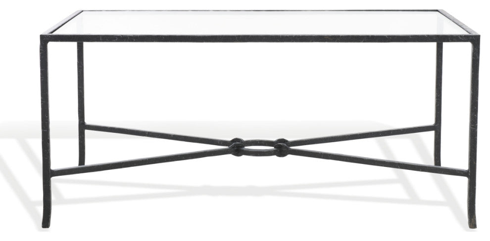 Safavieh Couture Tauri Metal Coffee Table, Black/Clear