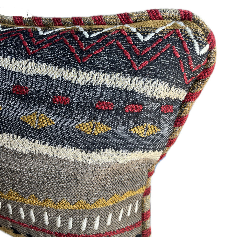 Plutus Sachi Love Red, Blue and Orange iKat Luxury Throw Pillow, Double Sided  12" X 25"