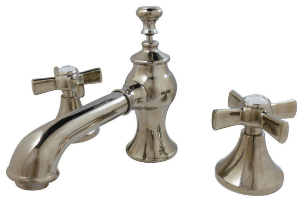 Kingston Brass Widespread Bathroom Faucet With Brass Pop-Up, Polished Nickel