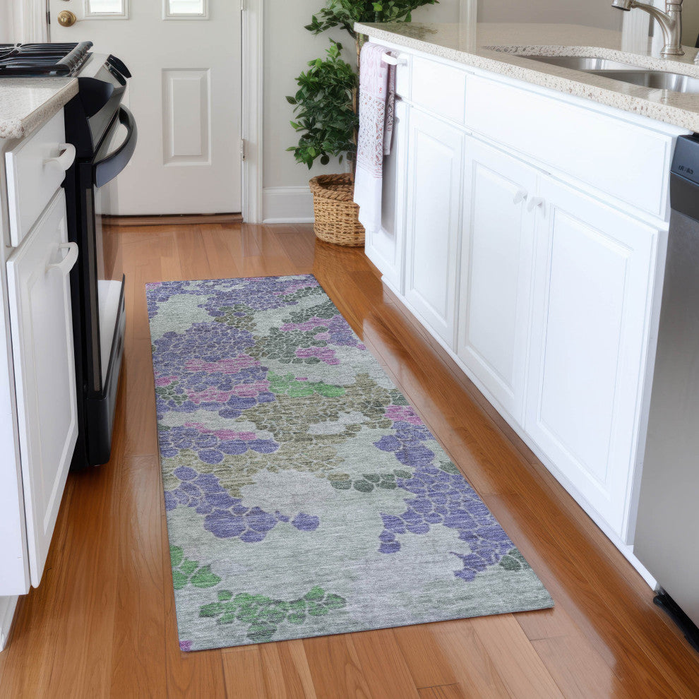 Machine Washable Indoor/Outdoor Chantille ACN1906 Purple 2'3" x 7'6" Runner Rug