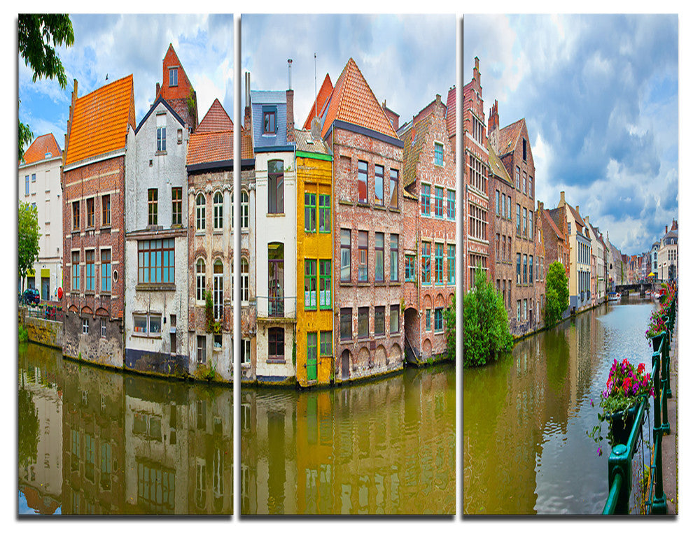 "Ghent Belgium Landscape" Photography Canvas Art Print, 3 Panels, 36"x28"
