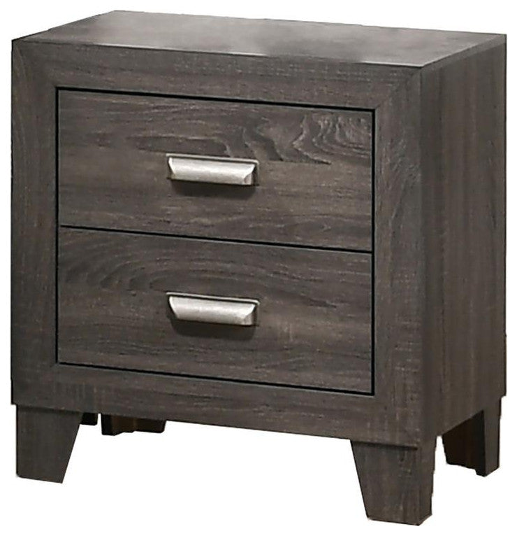 Rustic Gray Wood 6pc Bedroom Set in Cali King with Chest and 2 Nightstands