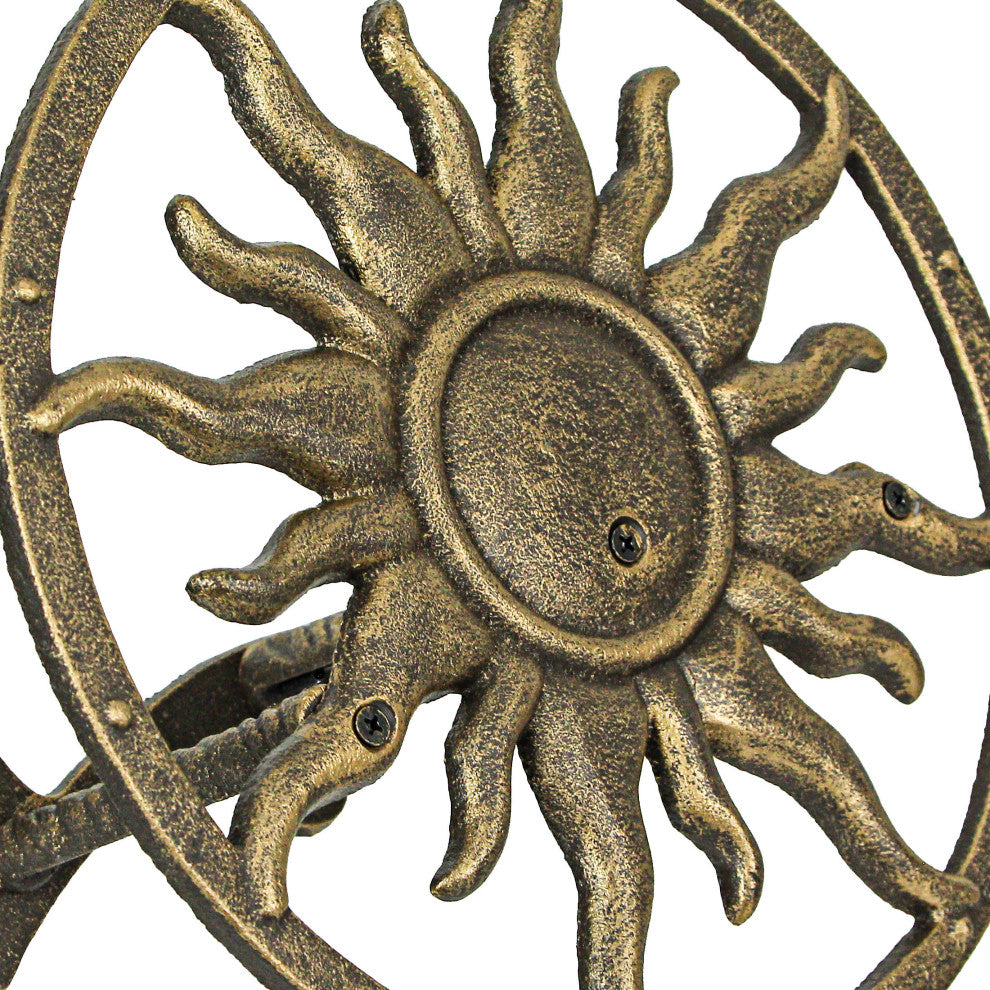 Cast Iron Celestial Sun Wall Mounted Hanging Garden Hose Holder Bronze