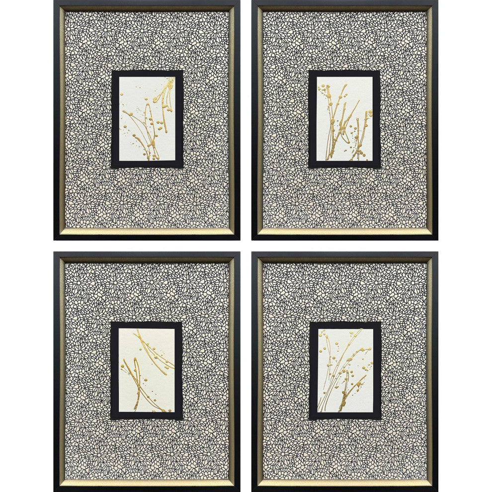 Liquid Gold II Framed Art, 4-Piece Set