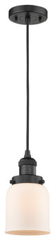 Small Bell 1-Light LED Pendant, Matte Black, Glass: Matte White Cased