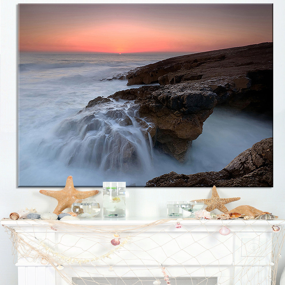 "White Waters At The Bridge of Hell" Contemporary Seascape Art Canvas, 40"x30"