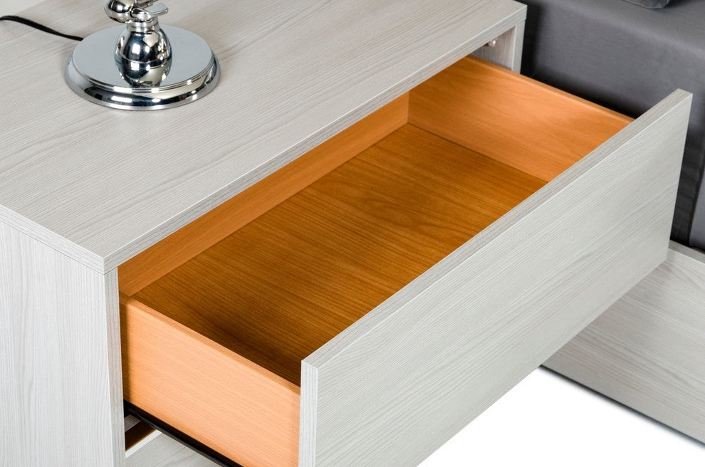 Modrest Ethan Italian Modern Gray Nightstand, Left