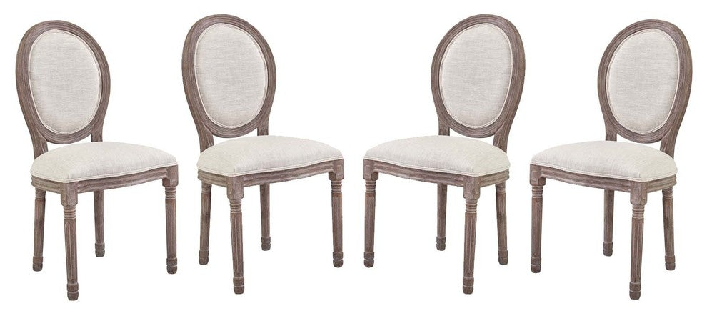 Emanate Dining Side Chair Upholstered Fabric Set of 4, Beige